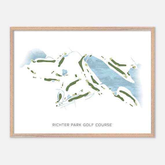 Richter Park Golf Course In Danbury Connecticut Modern Watercolor Map Golfer Gift Golf Wall Art Golf Poster Print Course Layout