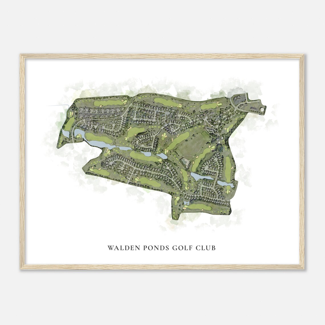 Walden Ponds Golf Club Watercolor Aerial Map Golfer Gift Poster