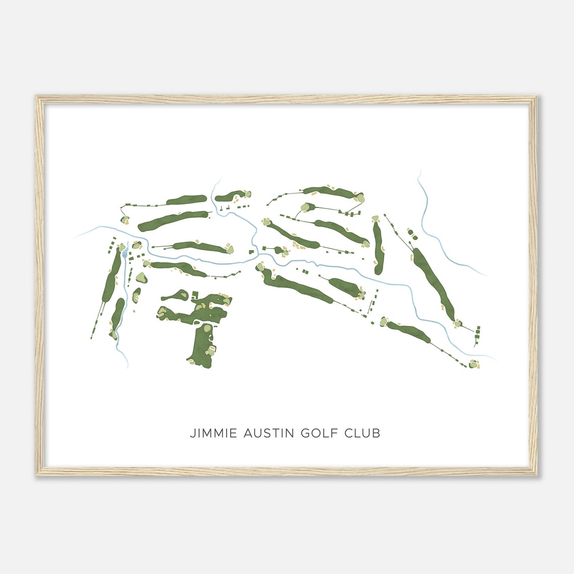 Jimmie Austin Golf Club Oklahoma Modern Watercolor Map Poster