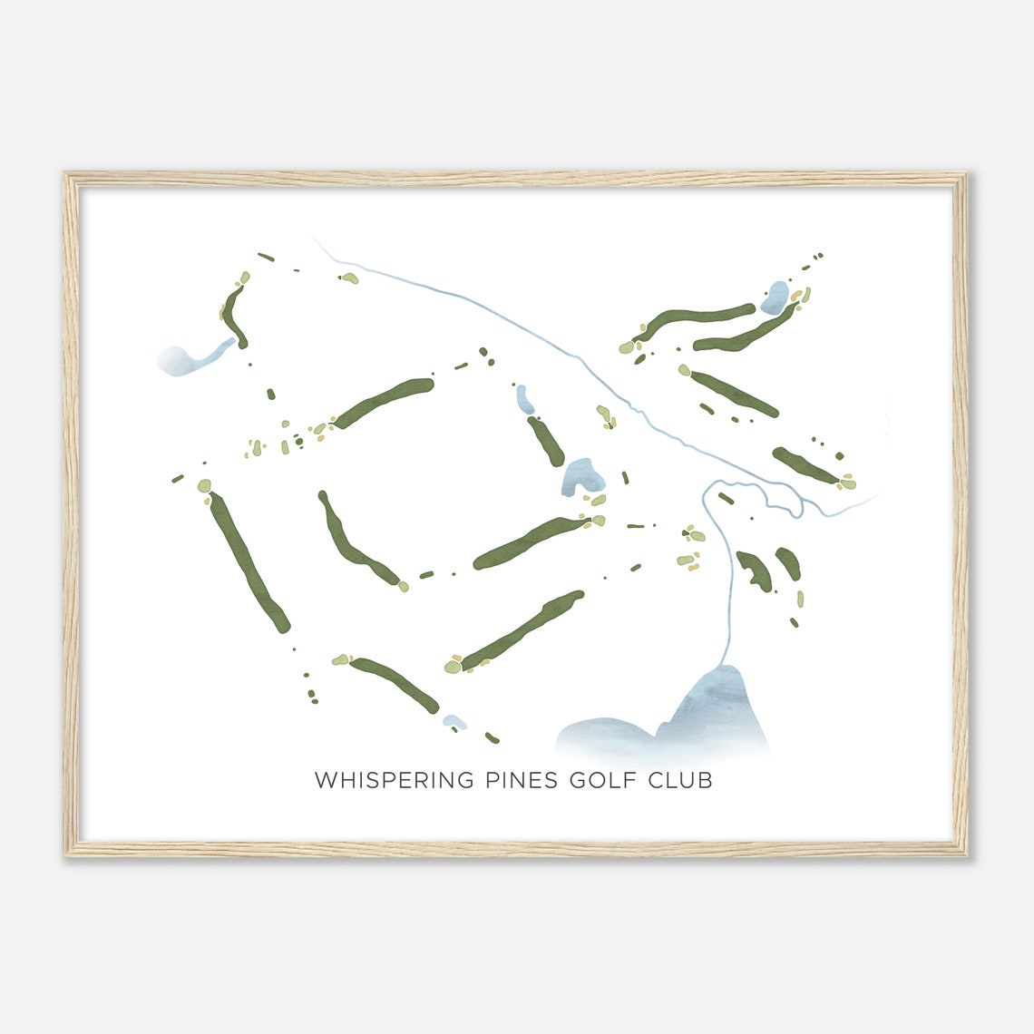 Whispering Pines Golf Club Modern Watercolor Course Map Poster - Image 2