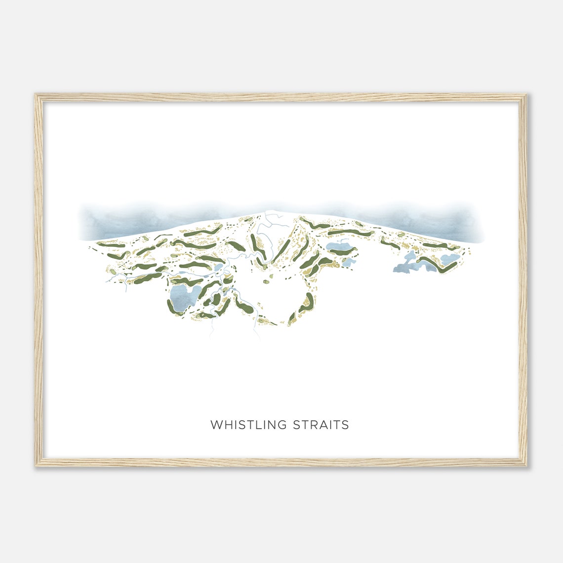 Whistling Straits Golf Course Watercolor Map Golfer Gift Poster - Image 2
