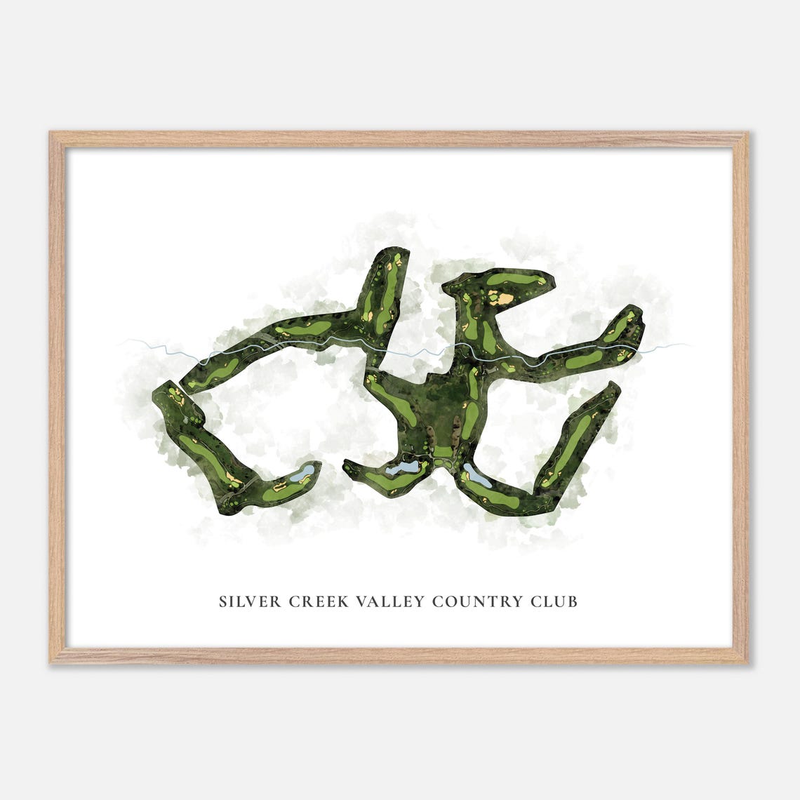 Silver Creek Valley Country Club Golf Watercolor Aerial Map Poster