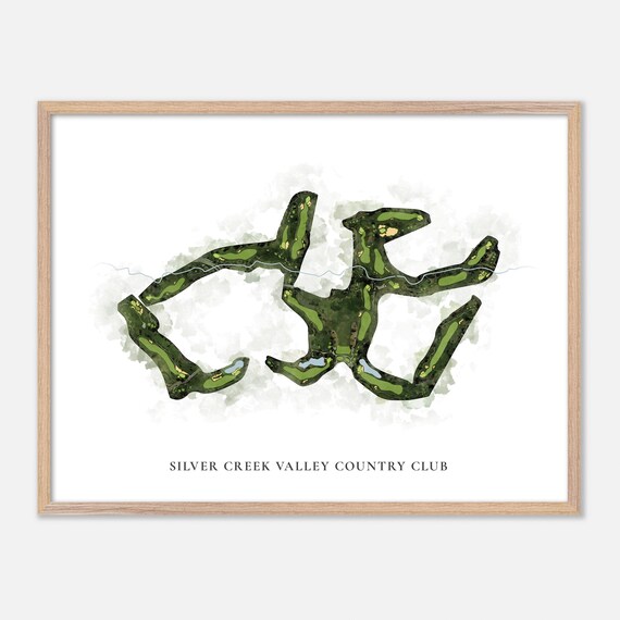 Silver Creek Valley Country Club Golf Watercolor Aerial Map Poster
