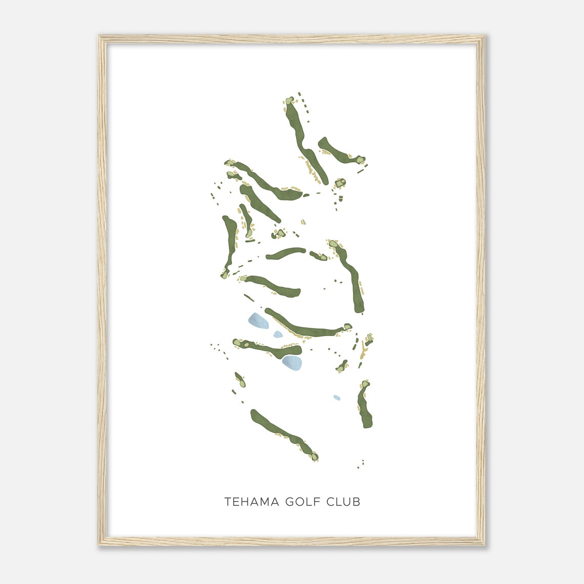 Tehama Golf Club California Modern Minimalist Golf Course Map Poster