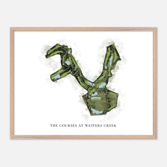 The Courses At Watters Creek In Plano Texas Classic Watercolor Map Golfer Gift Golf Wall Art Golf Poster Print Course Layout