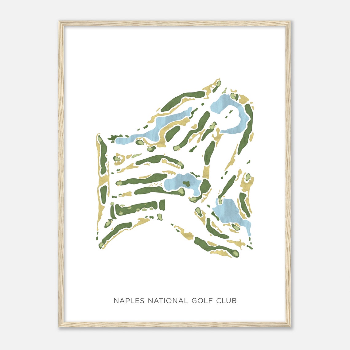 Naples National Golf Club Florida Modern Watercolor Map Golf Poster