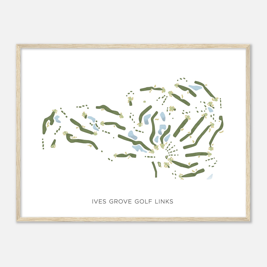 Ives Grove Golf Links Watercolor Course Fairway Map Art Poster - Image 2