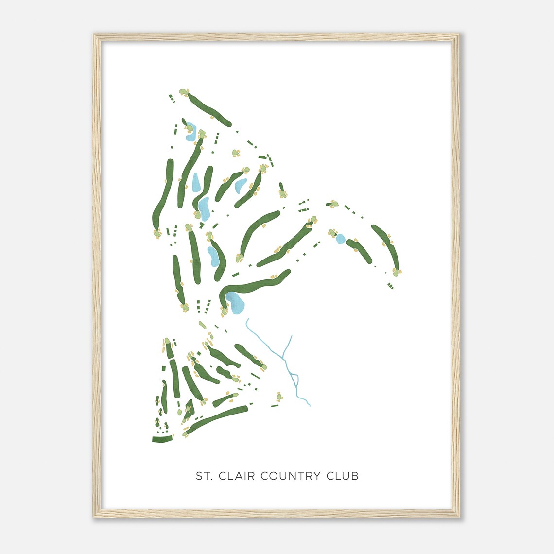 St Clair Country Club Pennsylvania Modern Watercolor Map Golfer Gift Golf Wall Art Golf Poster Print Course Layout