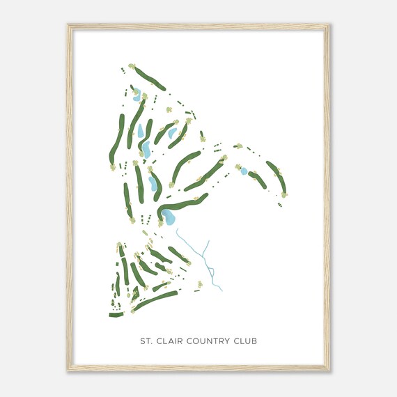 St Clair Country Club Pennsylvania Modern Watercolor Map Golfer Gift Golf Wall Art Golf Poster Print Course Layout