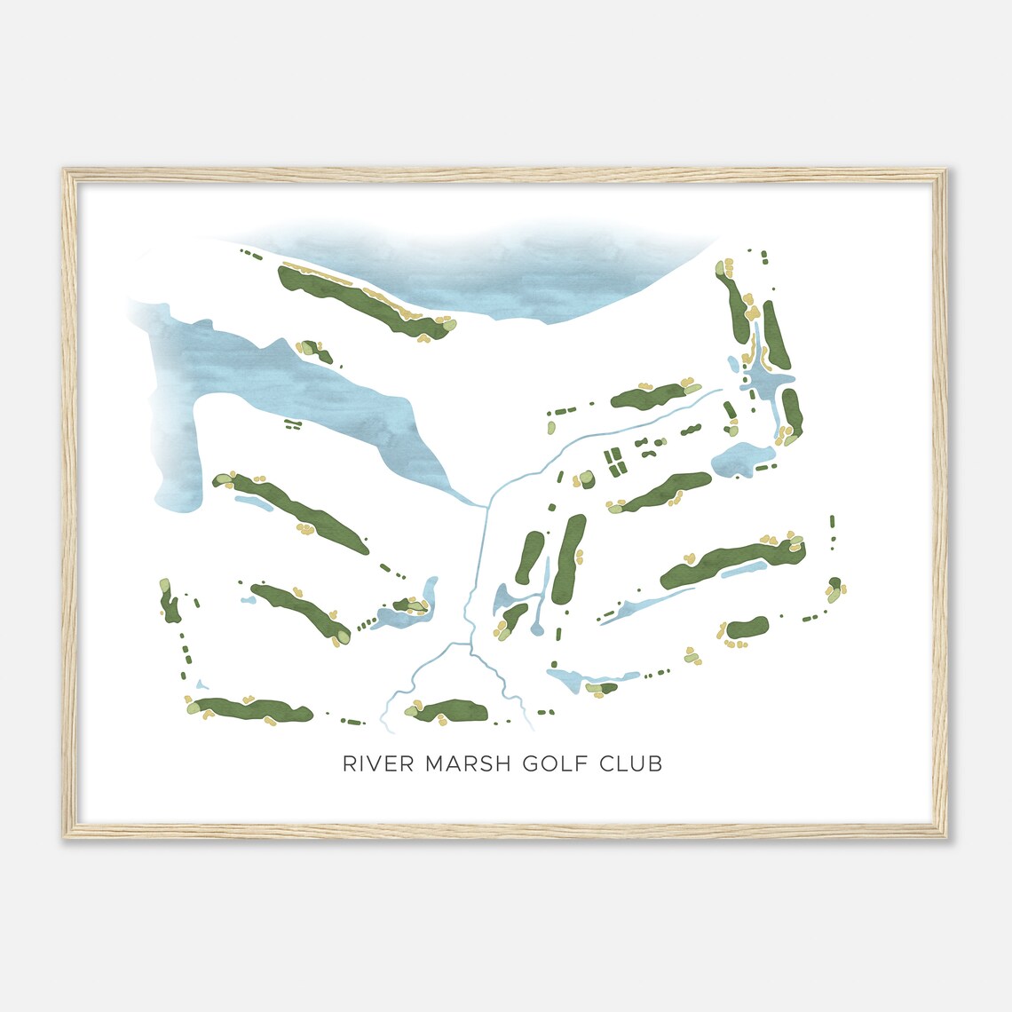 River Marsh Golf Club Beautiful Minimalist Fairway Line Map Art Poster - Image 2