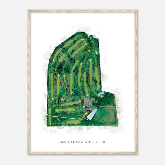 Mattawang Golf Club New Jersey Classic Watercolor Map Golfer Gift Golf Wall Art Golf Poster Print Course Layout