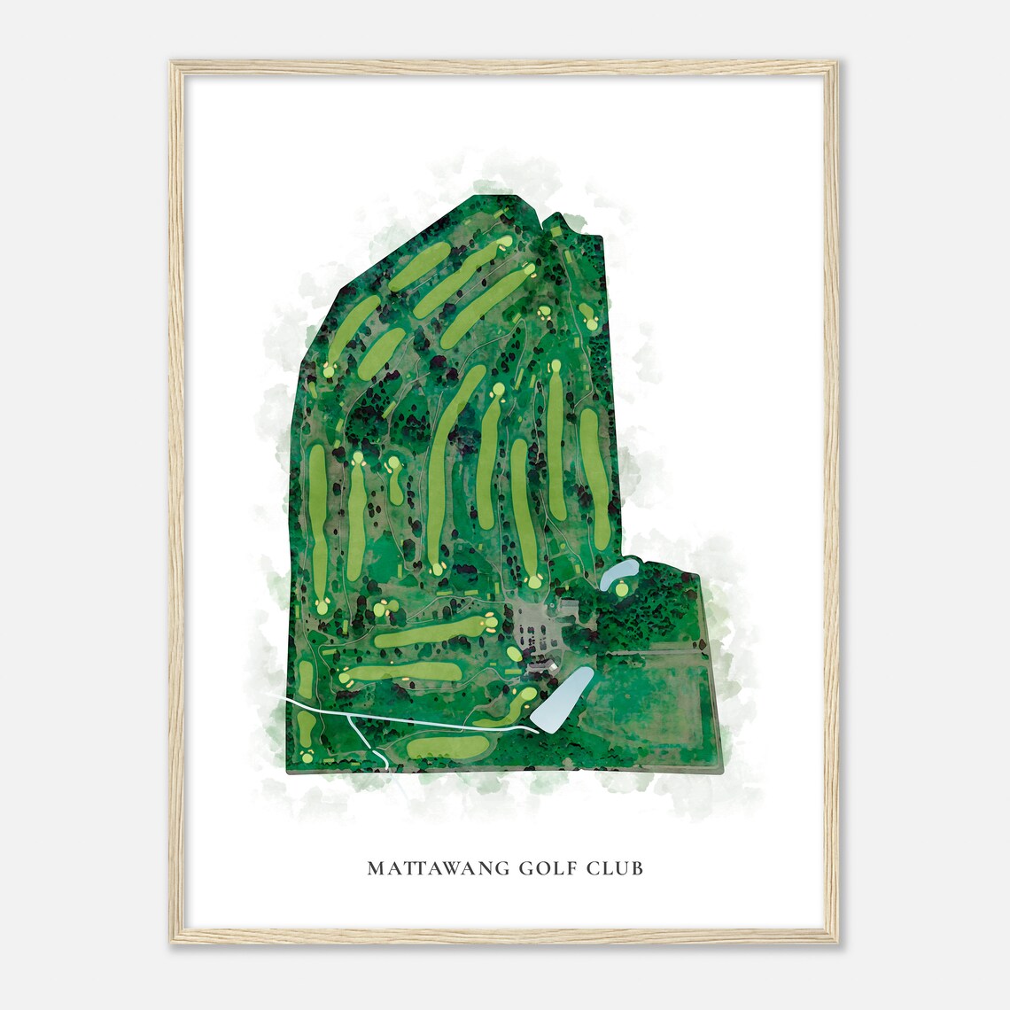 Mattawang Golf Club Classic Watercolor Golf Course Map Art Poster