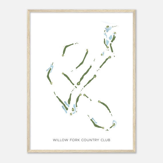 Willow Fork Country Club Texas Modern Watercolor Map Golfer Gift Golf Wall Art Golf Poster Print Course Layout