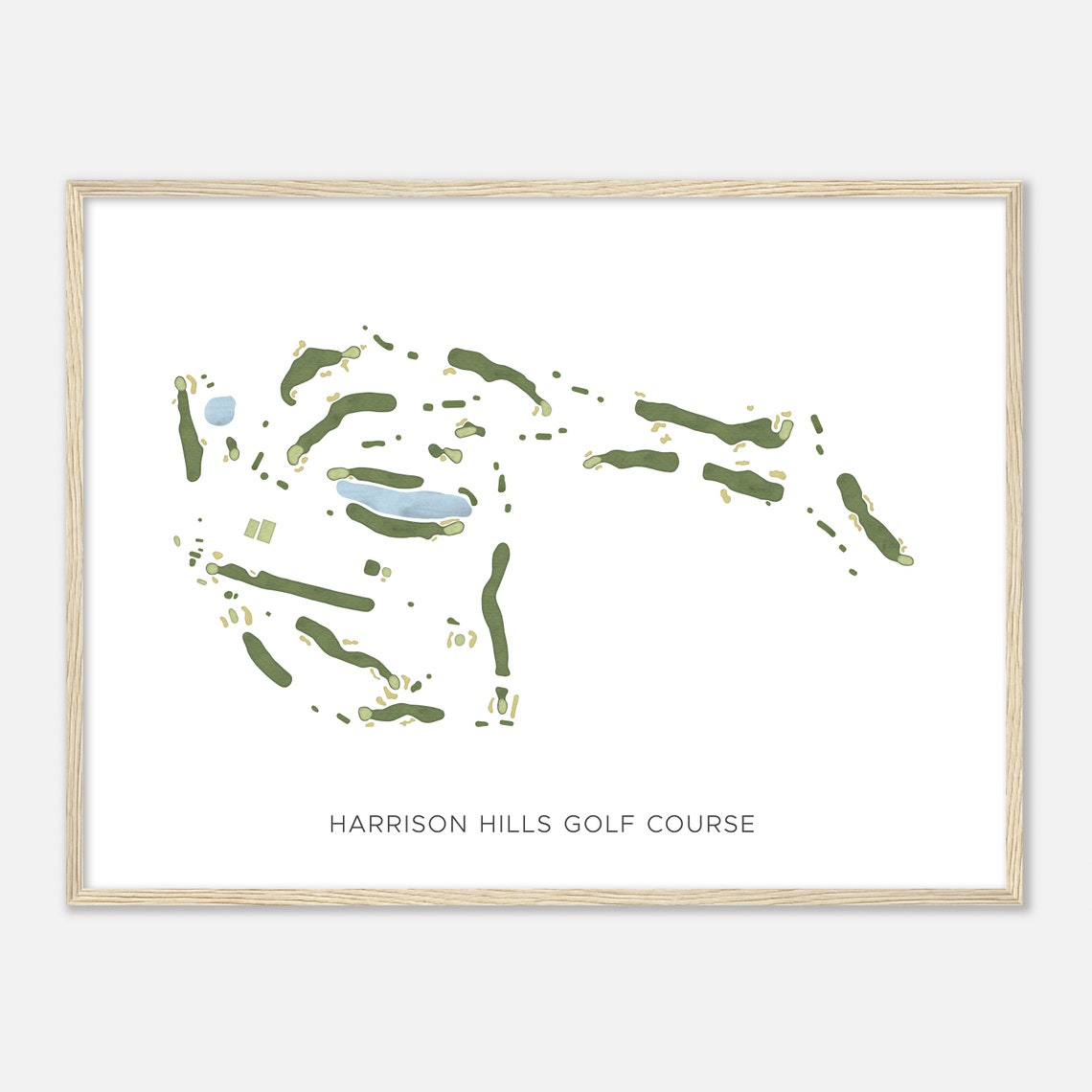 Harrison Hills Golf Course Minimalist Watercolor Map Gift Print