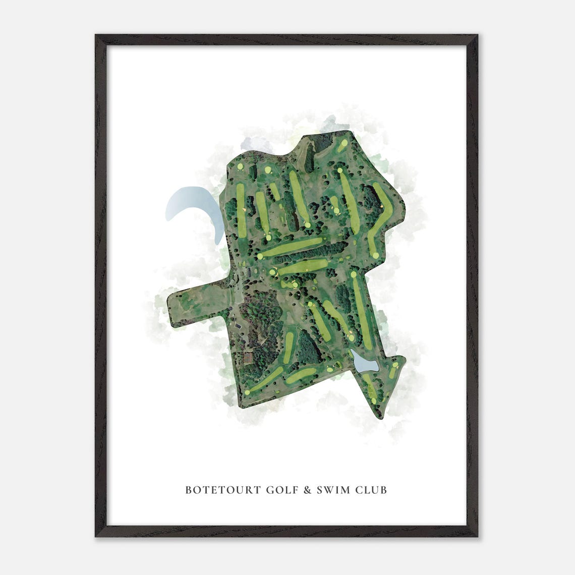 Botetourt Golf and Swim Club Watercolor Aerial Course Map Poster - Image 3