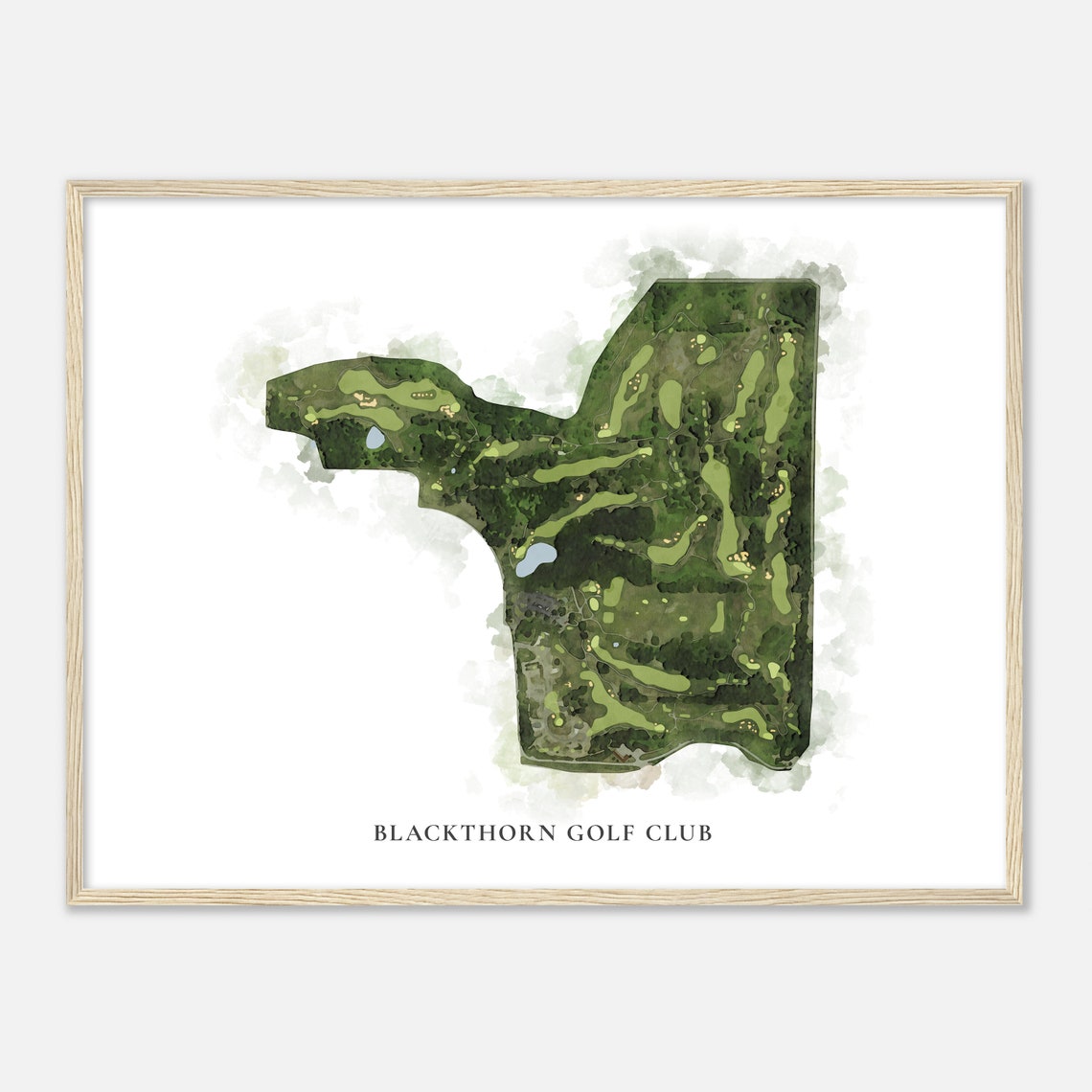 Blackthorn Golf Club Classic Watercolor Aerial Golf Map Poster - Image 2