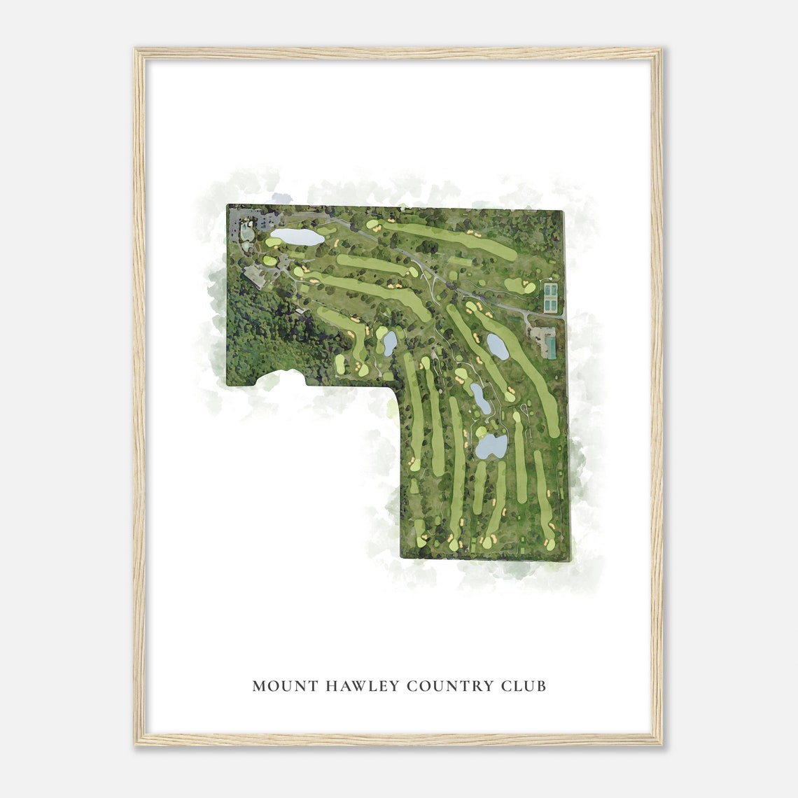 Mount Hawley Country Club Golf Course Map Golfer Gift Watercolor Print