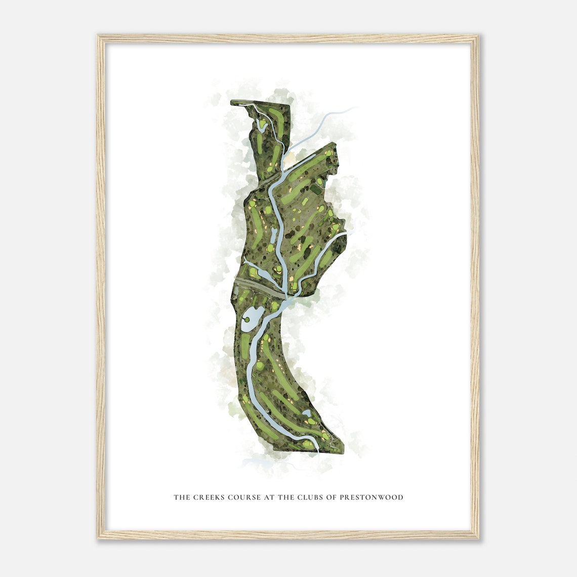 The Creeks Course Prestonwood Texas Classic Watercolor Map Poster - Image 2