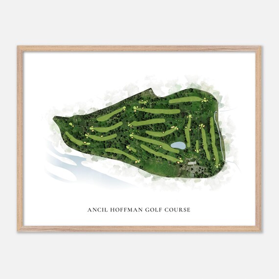 Ancil Hoffman Golf Course Carmichael California Classic Watercolor Golf Map Poster