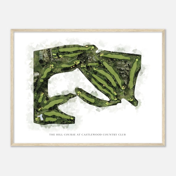The Hill Course At Castlewood Country Club California Classic Watercolor Map Golfer Gift Golf Wall Art Golf Poster Print