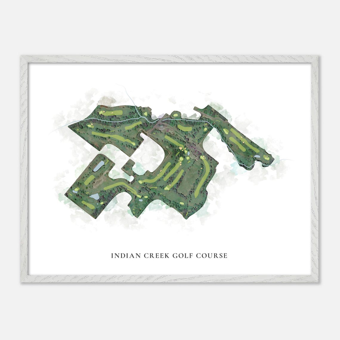 Indian Creek Golf Course Oregon Classic Watercolor Map Poster - Image 4