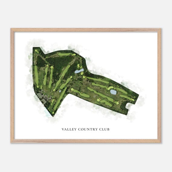 Valley Country Club In Warwick Rhode Island Classic Watercolor Map Golfer Gift Golf Wall Art Golf Poster Print Course Layout