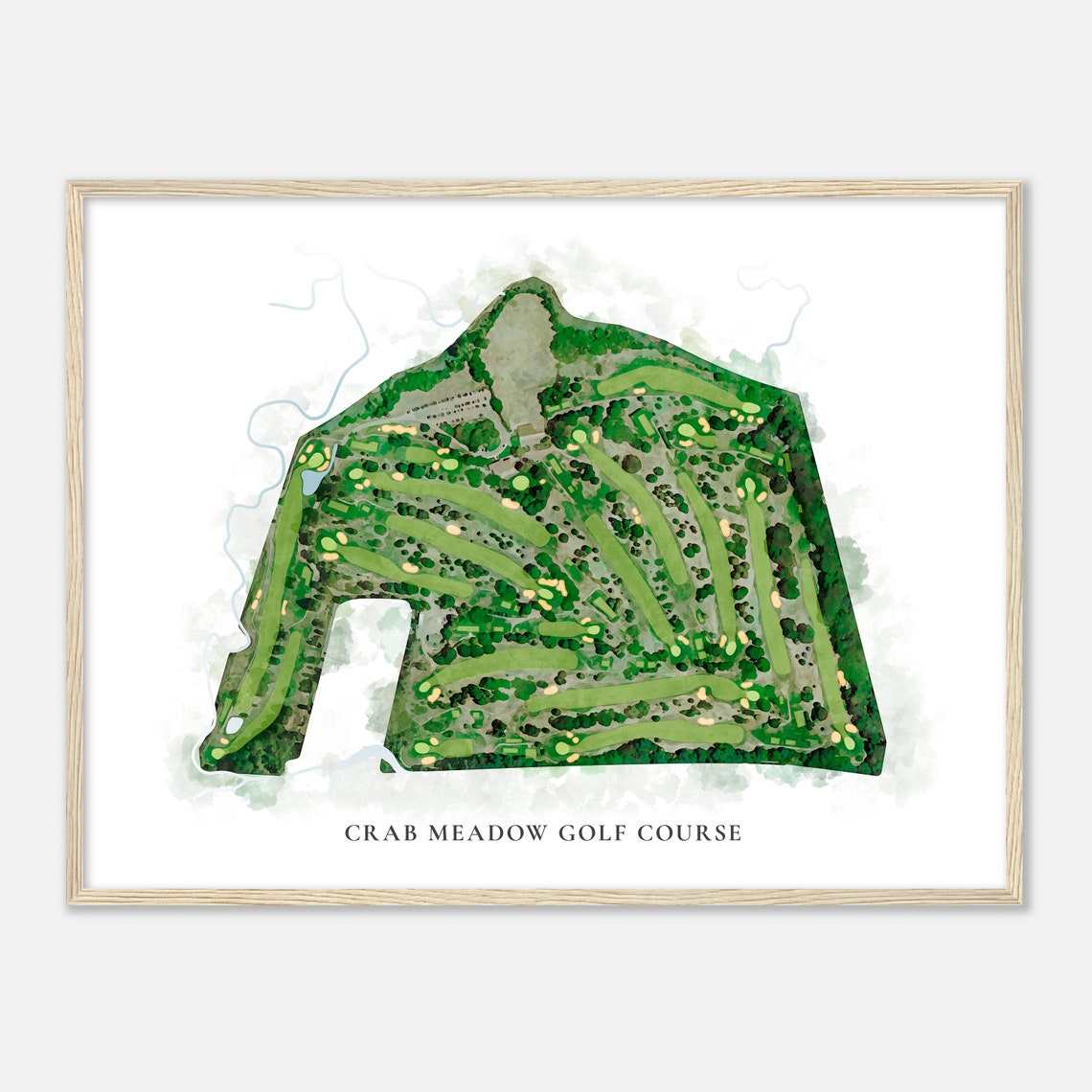 Crab Meadow Golf Course New York Classic Watercolor Map Poster