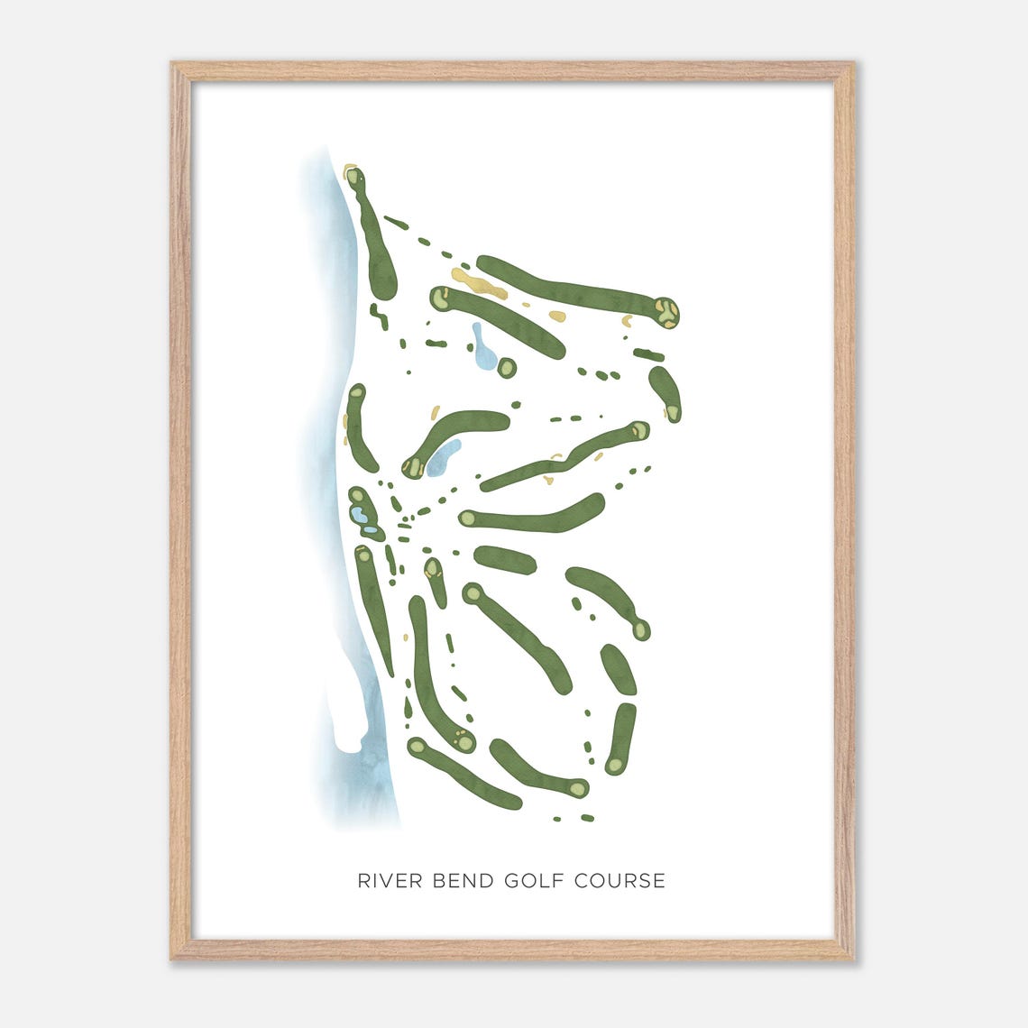 River Bend Golf Course Wilder Idaho Modern Watercolor Golf Map Poster - Image 2