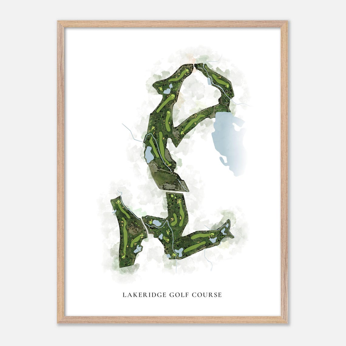 Lakeridge Golf Course Classic Watercolor Fairway Map Art Poster - Image 6
