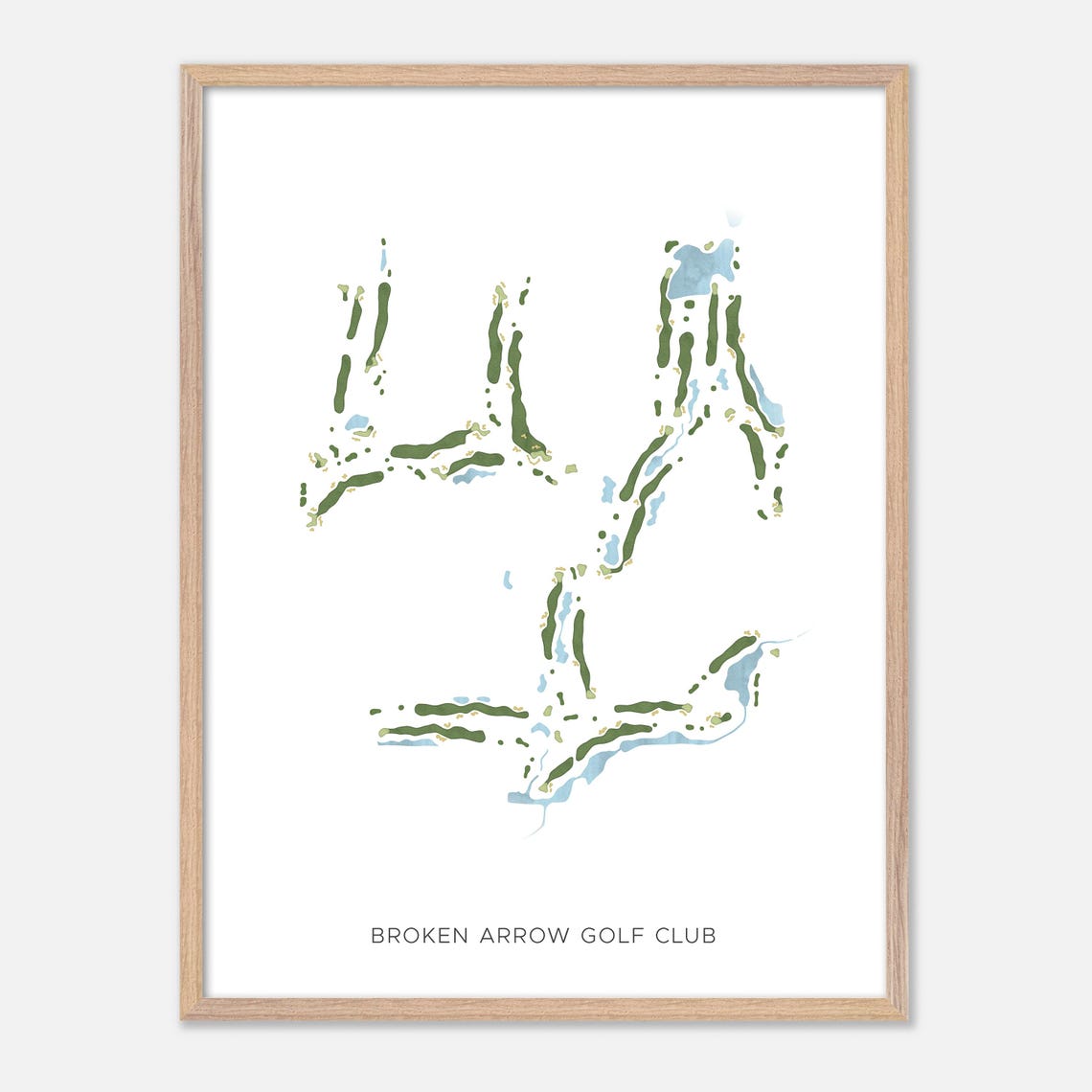 Broken Arrow Golf Club Illinois Modern Watercolor Map Poster - Image 6