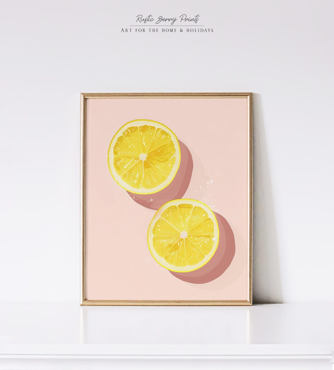 Simple Lemon Halves Minimalist Citrus Fresh Kitchen Dorm Decor Poster
