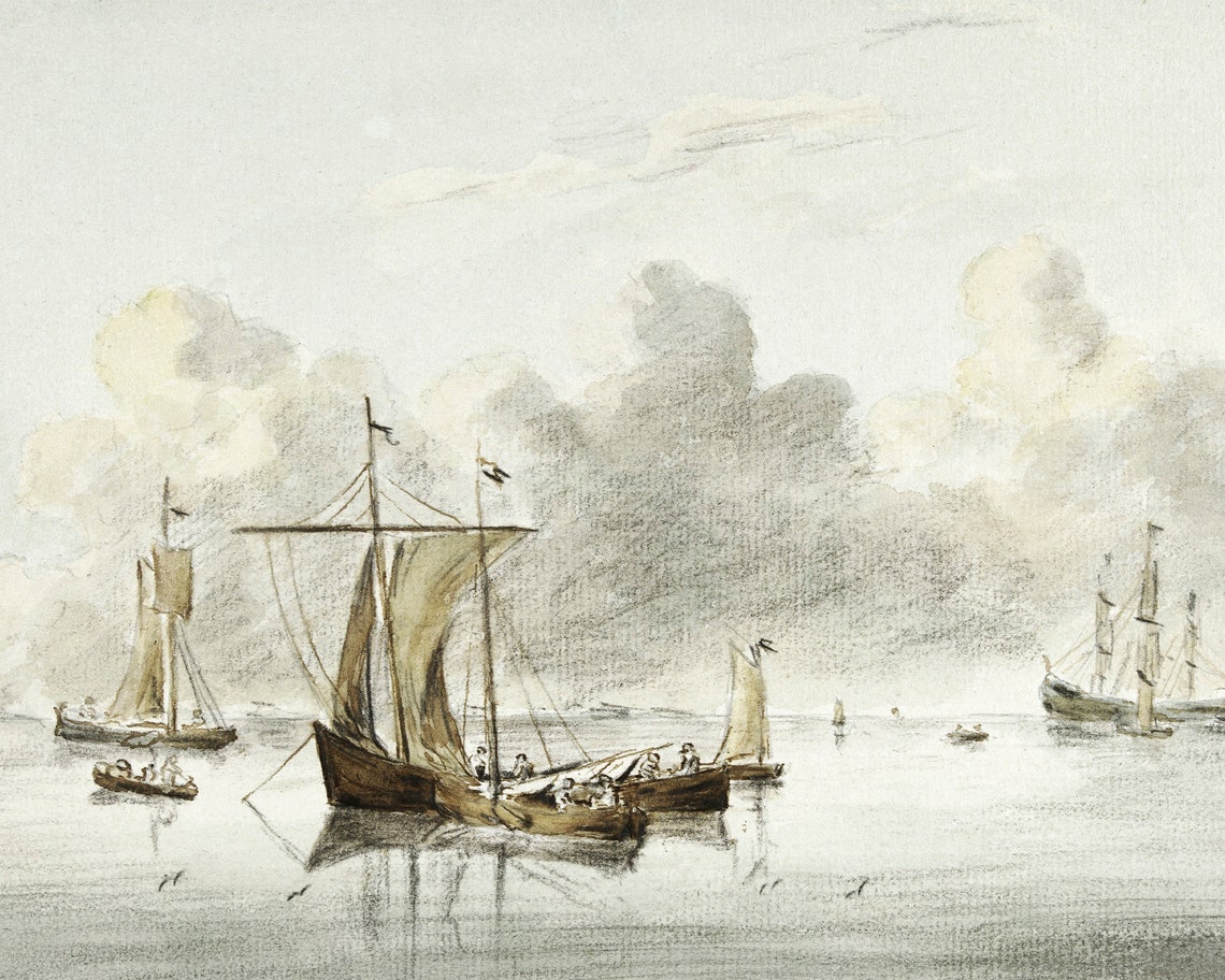 Vintage Ship Sketch, Minimalist Nautical Art Print - Image 2