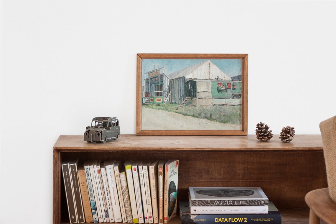 Vintage Lake House Wall Art Decor Lake Print Boat House Painting Vintage Landscape Wall Art Lake Cabin Decor Vintage Cabin Wall Art - Image 3