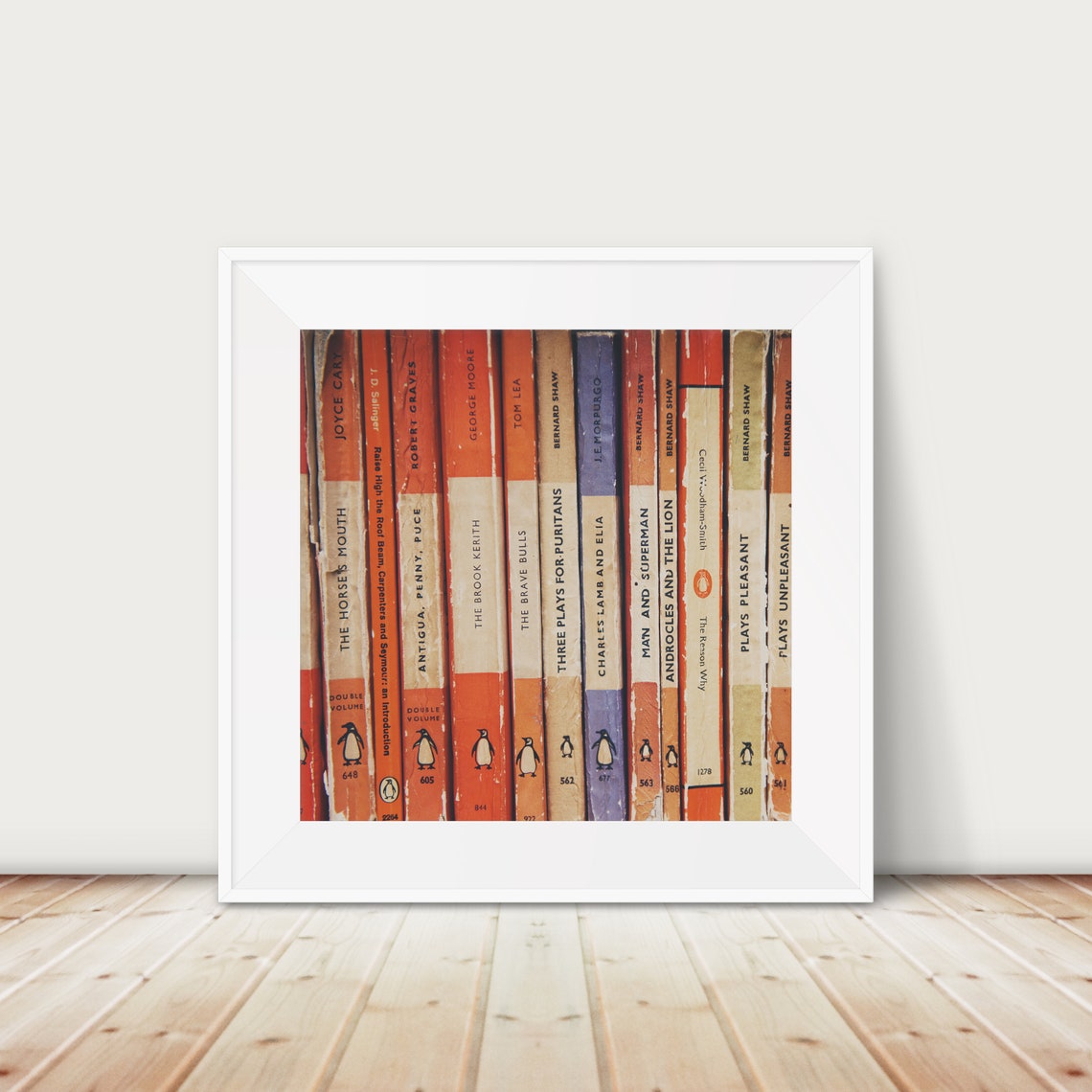 Vintage Orange Penguin Books Spine Library Shelf Photo Print
