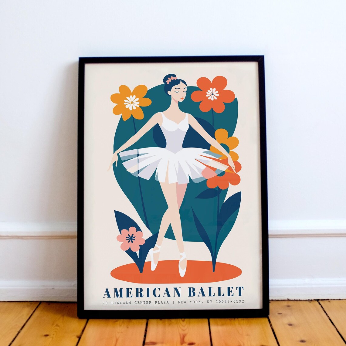 American Ballet New York Lincoln Center Floral Ballerina Poster