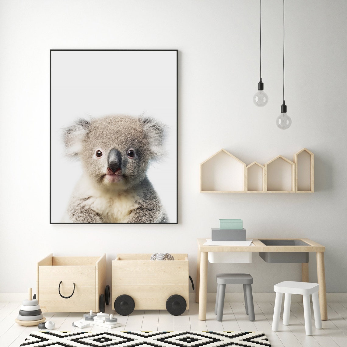 Adorable Baby Koala Closeup Portrait Nursery Animal Art Print - Image 3