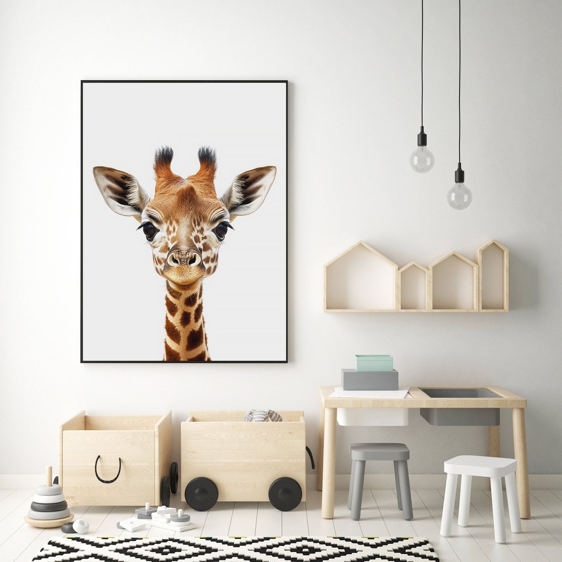 Baby Giraffe Nursery Portrait Cute Sweet Spotted Calf Art Print - Image 3