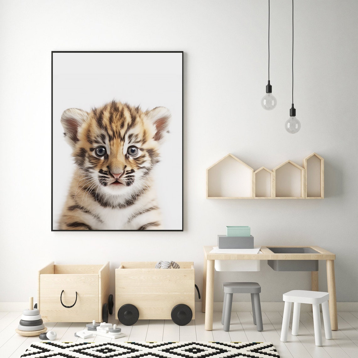 Adorable Baby Tiger Cub Closeup Portrait Nursery Animal Art Print - Image 3