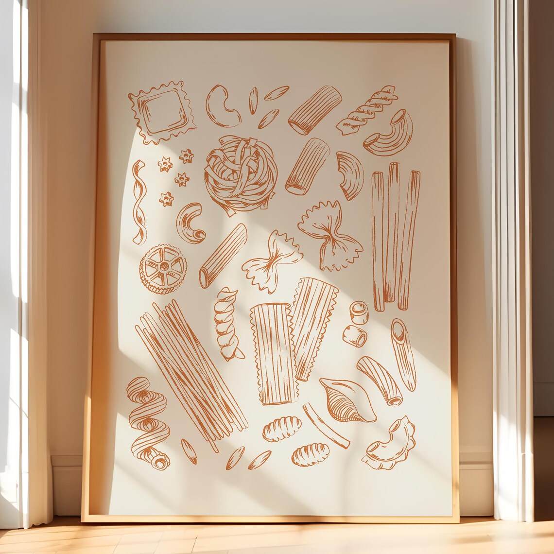 Whimsical Pasta Kitchen Art, Italian Food Poster
