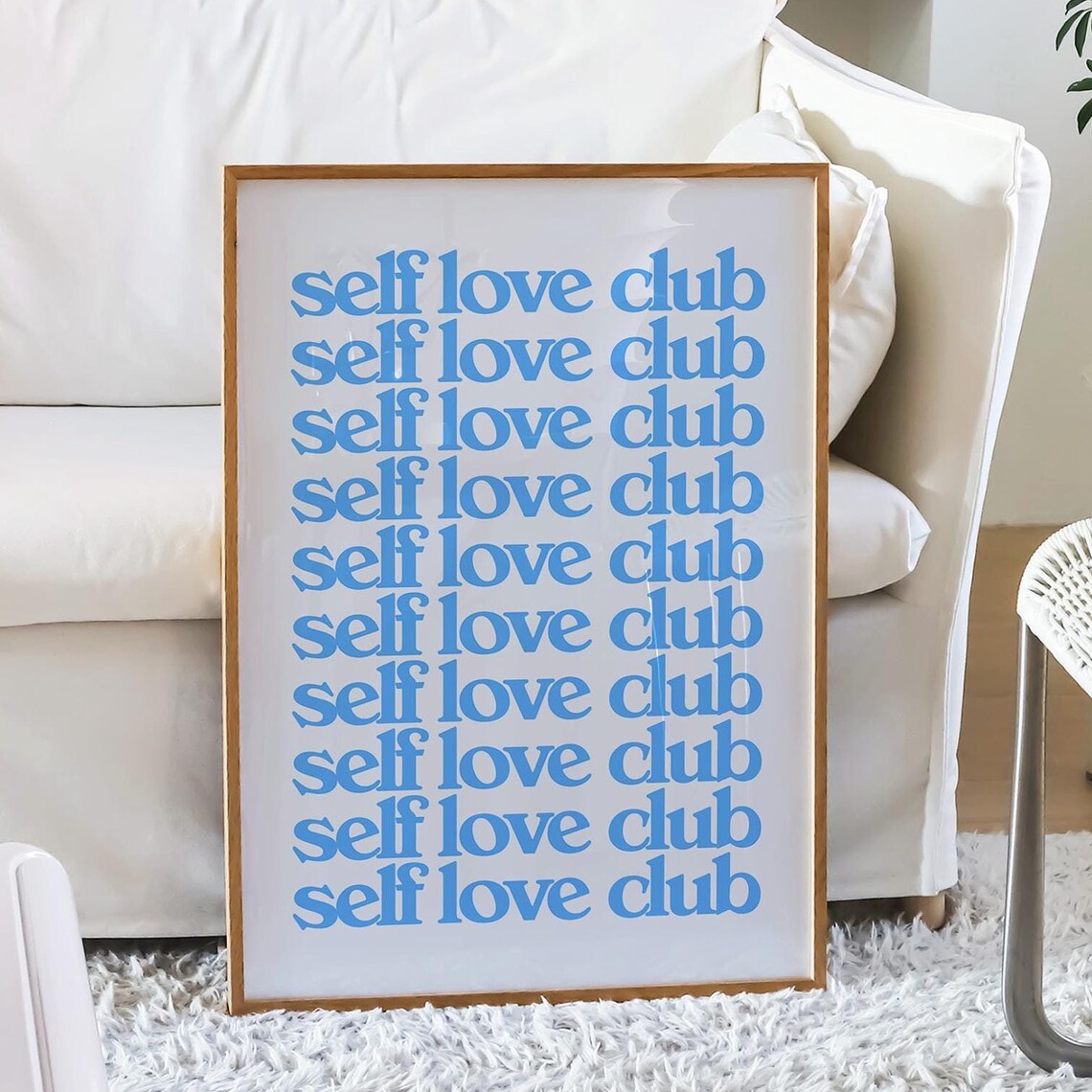 Self Love Club Blue Affirmation Poster, Girly Decor