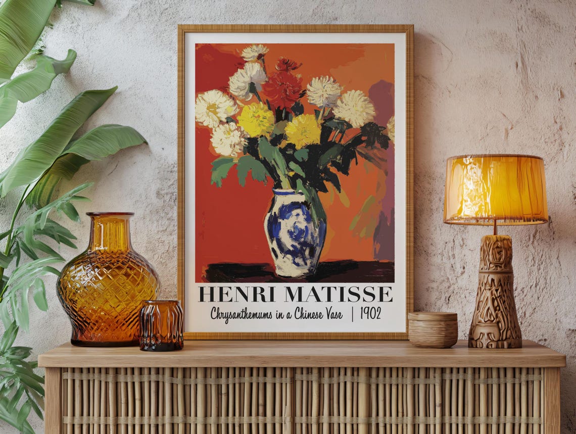 Henri Matisse Chrysanthemums in a Chinese Vase 1902 Art Poster - Image 2