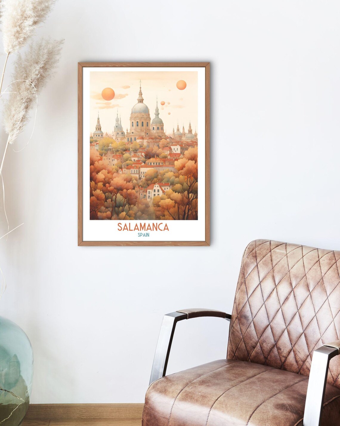Salamanca Spain Cathedral Domes Above Autumn Treeline Travel Art Print - Image 2