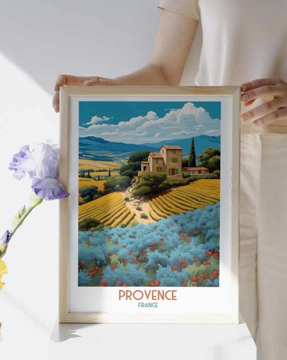 Provence France Lavender Fields and Farmhouse Countryside Art Print