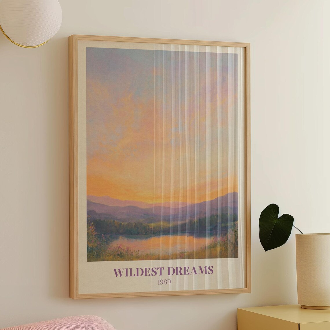 Wildest Dreams Sunset Lake Mountains 1989 Watercolor Lyric Poster