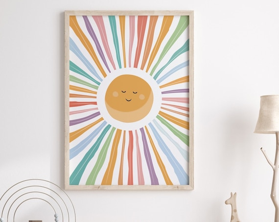 Boho Nursery Sun Watercolor Art Print