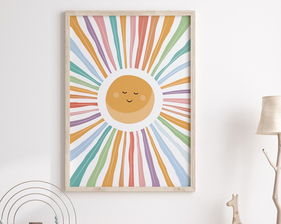 Boho Nursery Sun Watercolor Art Print