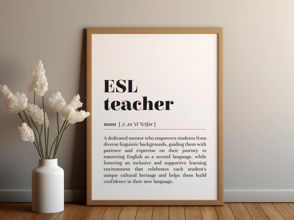 ESL Teacher Definition Typography Art Print