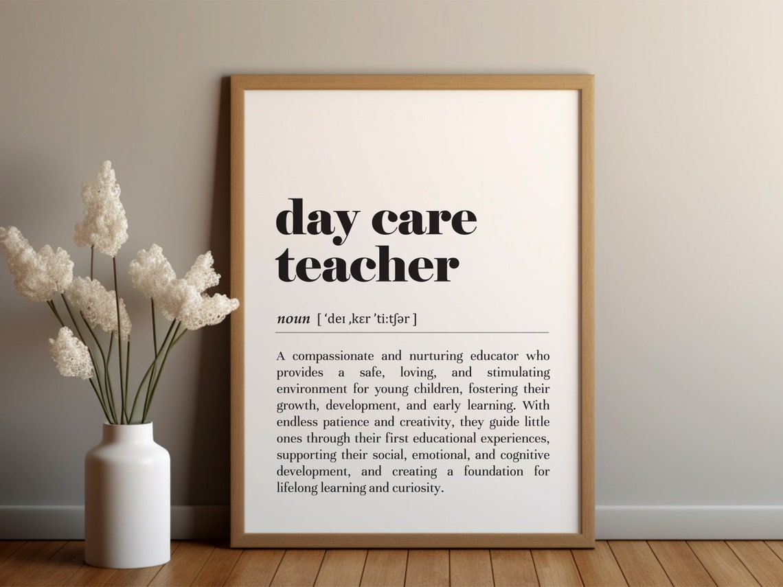 Day Care Teacher Dictionary Definition Appreciation Gift Poster
