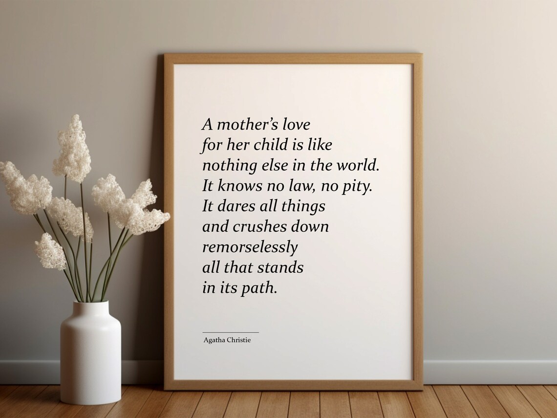 Agatha Christie Quote About Mothers Typography Art Print