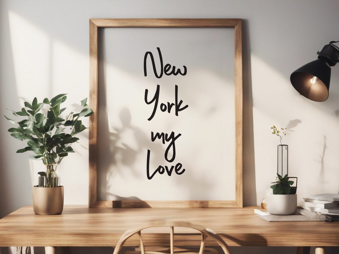 New York My Love Script Typography Poster for Minimalist Home Decor